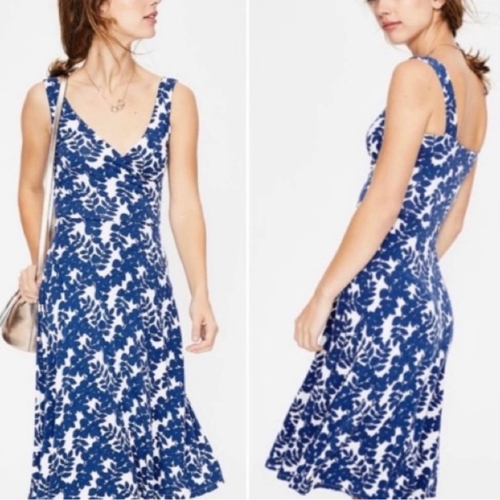 Boden Blue and White Floral Midi Dress